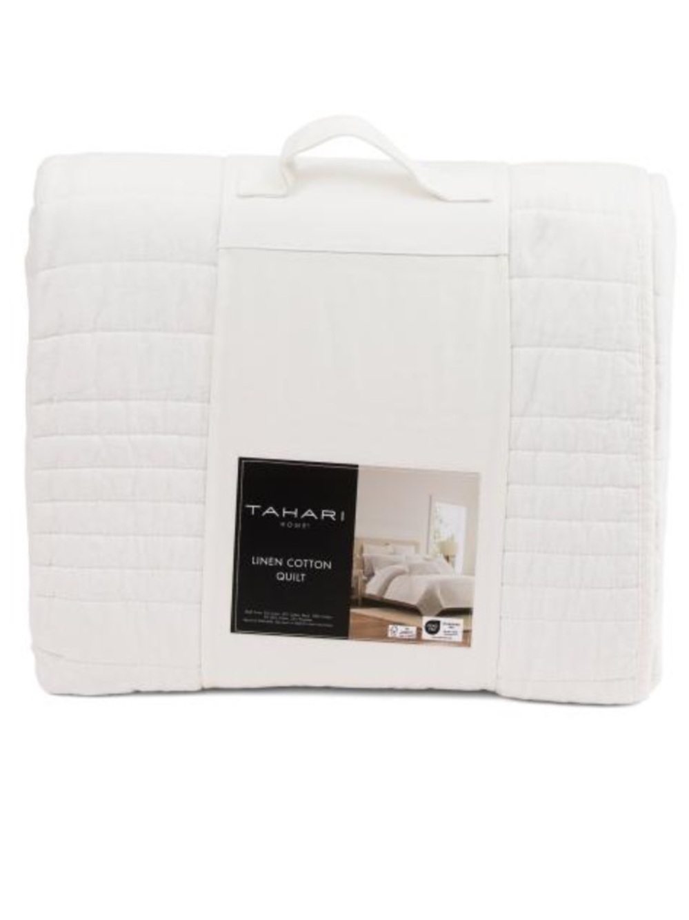 Tahari White Linen Blend Cotton Quilt Set